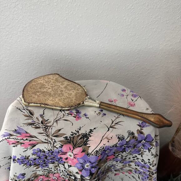 Vintage French Style Handheld Mirror Embossed Detailed Back - Picture 2 of 8